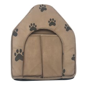 Small Footprints Comfortable Dog Kennel Cat Leisure Mattress Cloth House (Color: Brown)